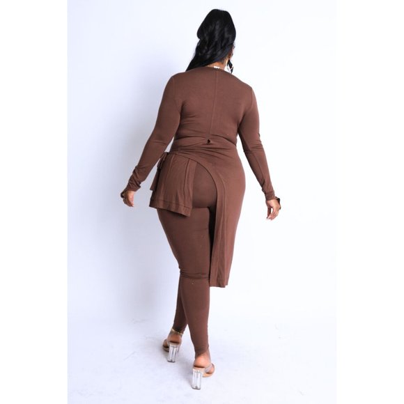 Women's Casual Unbalance Top And Matching Leggings Sets Plus Size Curvy 1X 2X 3X - Picture 13 of 14